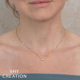 Shy Creation Diamond Emerald Pear Necklace 0.42 CT-Shy Creation Diamond Necklace - SC22010354