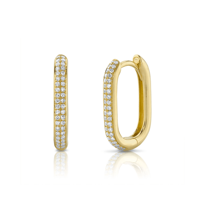 Shy Creation Diamond Oblong Hoop Earrings 0.18 CT-Shy Creation Diamond Oblong Hoop Earrings 0.18 CT - SC55023239H0.65