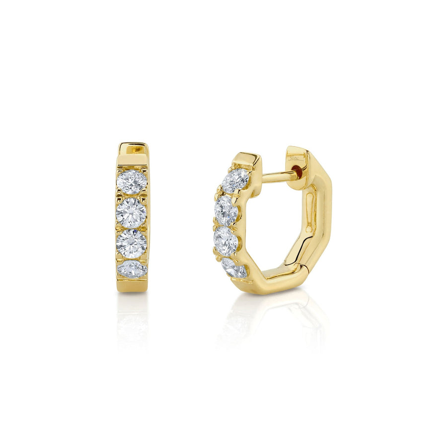 Shy Creation Diamond Octagon Huggie Earrings 0.64 CT - SC55023112