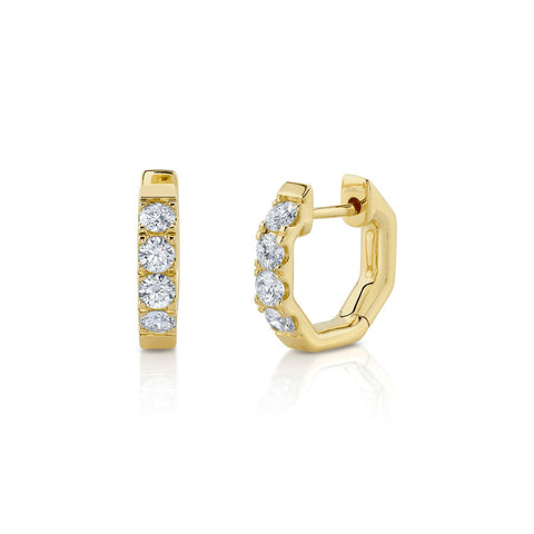 Shy Creation Diamond Octagon Huggie Earrings 0.64 CT-Shy Creation Diamond Octagon Huggie Earrings 0.64 CT - SC55023112