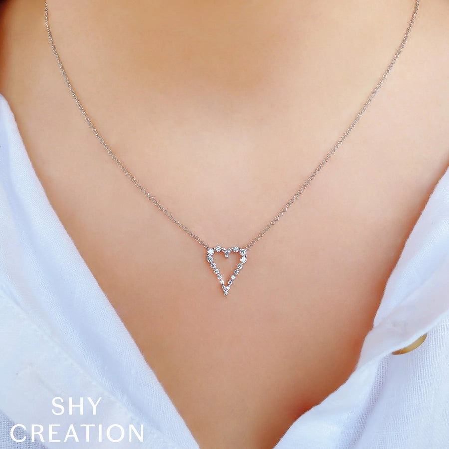 Shy Creation Diamond Open Heart Necklace 0.26 CT - SC55020153