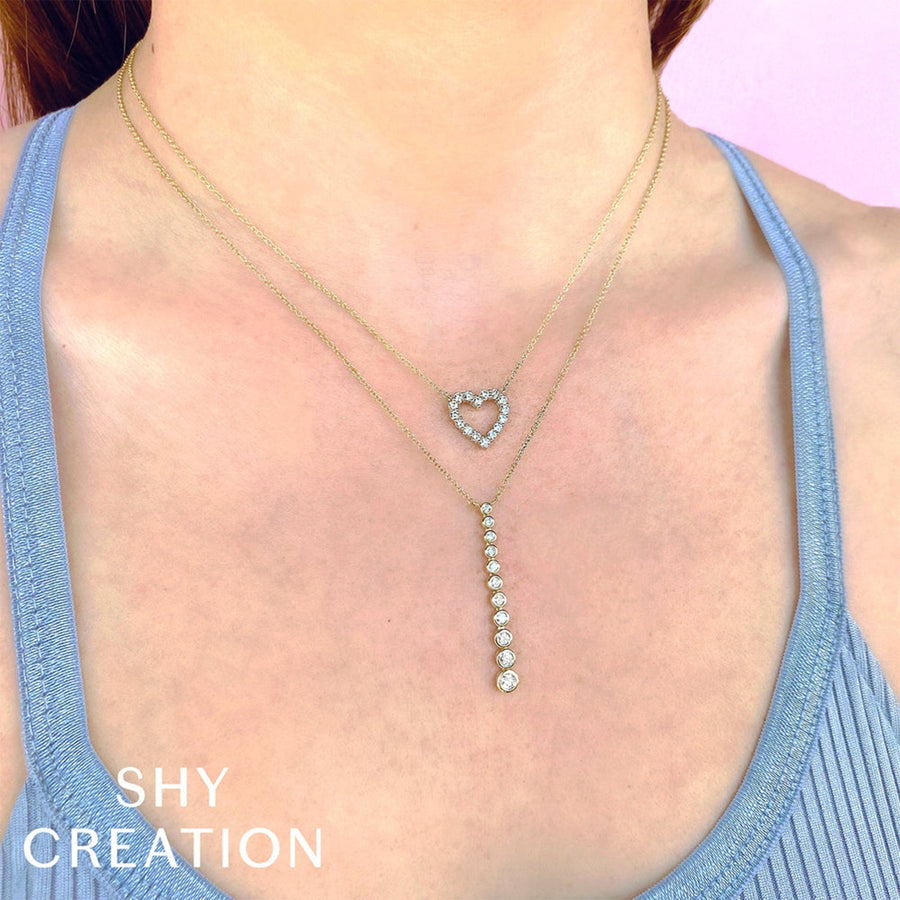 Shy Creation Diamond Open Heart Necklace 0.43 CT - SC55023880