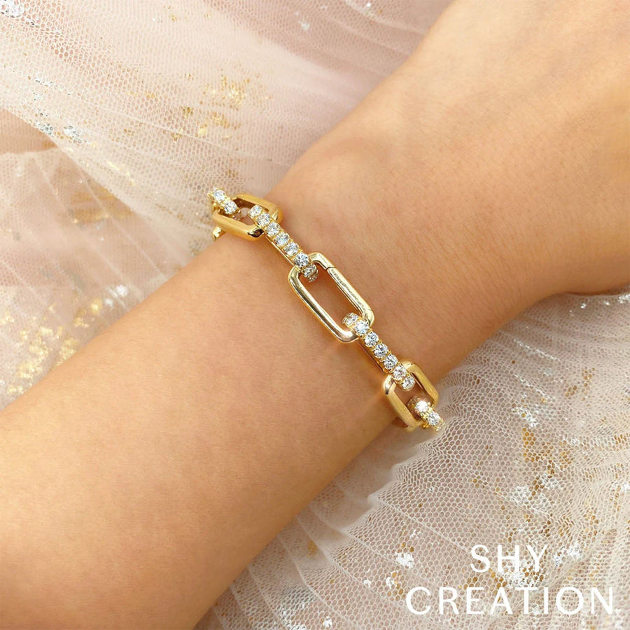 Shy Creation Diamond Paper Clip Link Bracelet 5.78 CT - SC55021382Z7
