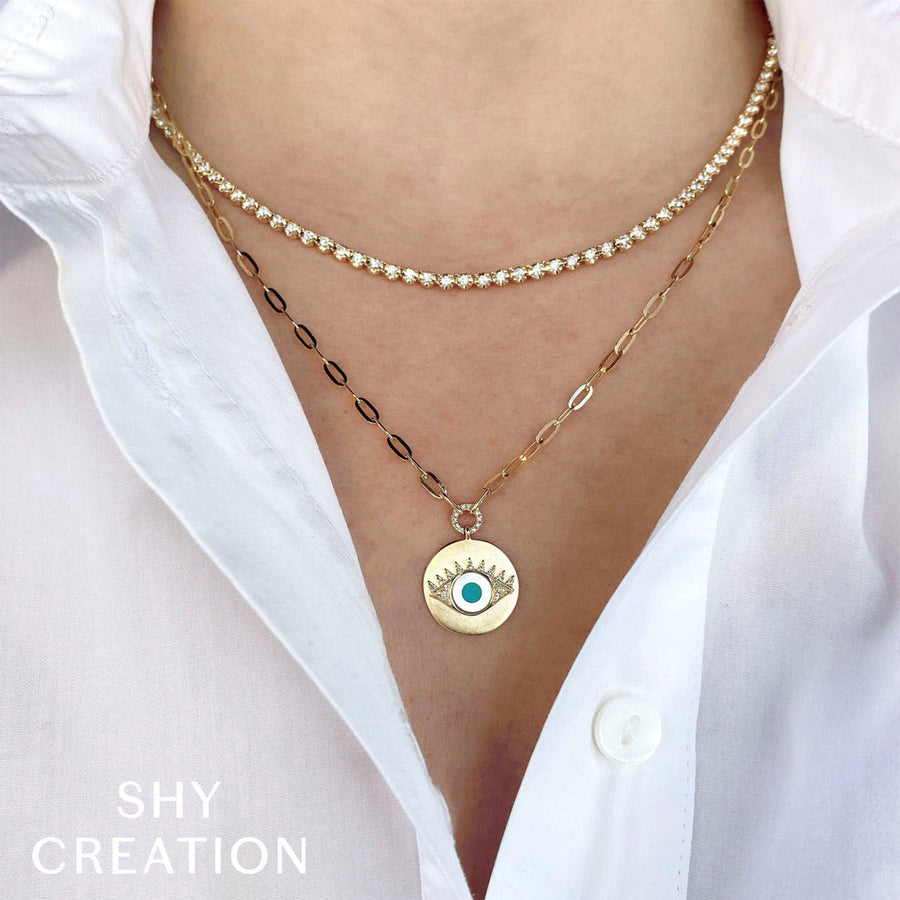 Shy Creation Diamond Paper Clip Necklace - SC55023563