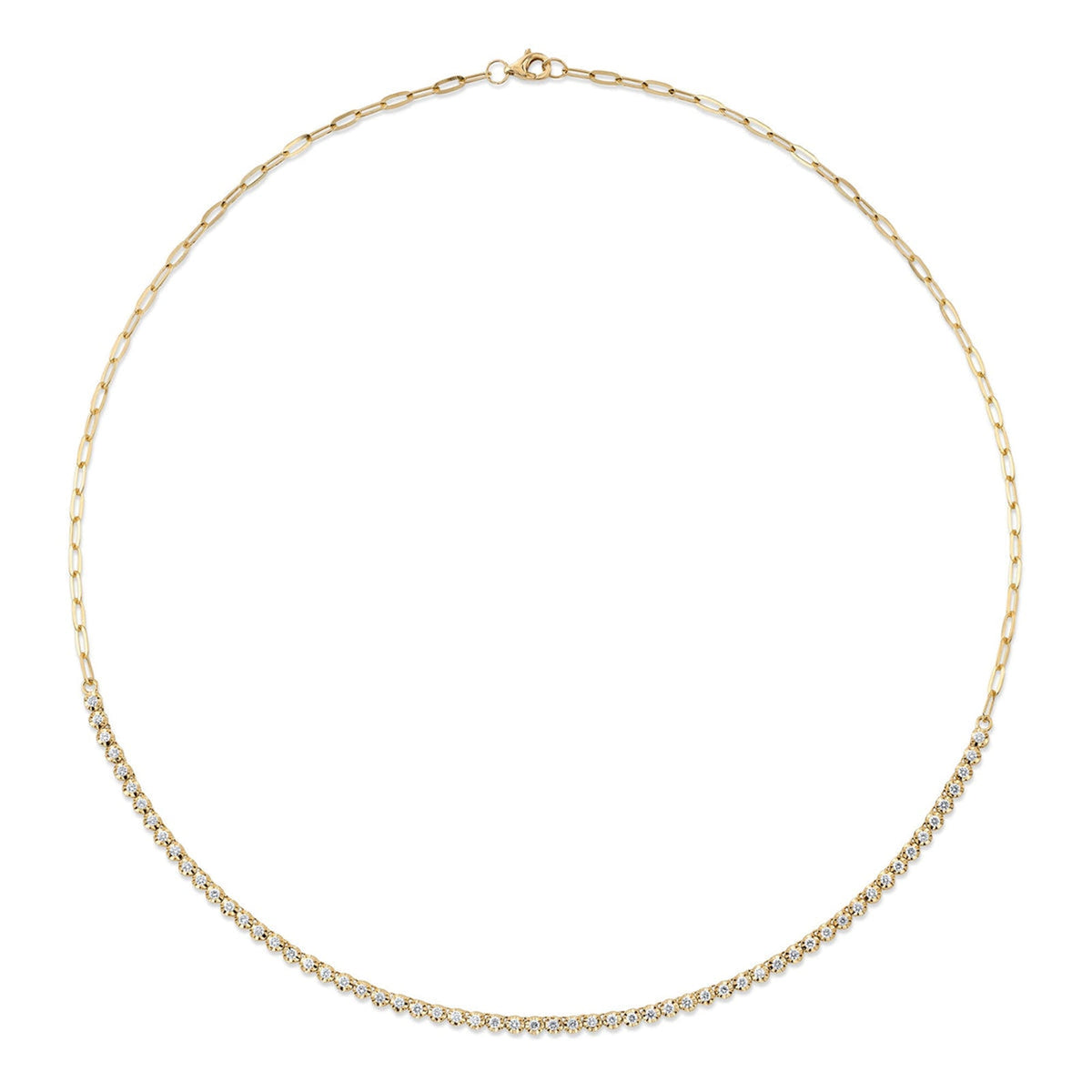 Shy Creation Diamond Paper Clip Necklace - SC55023563