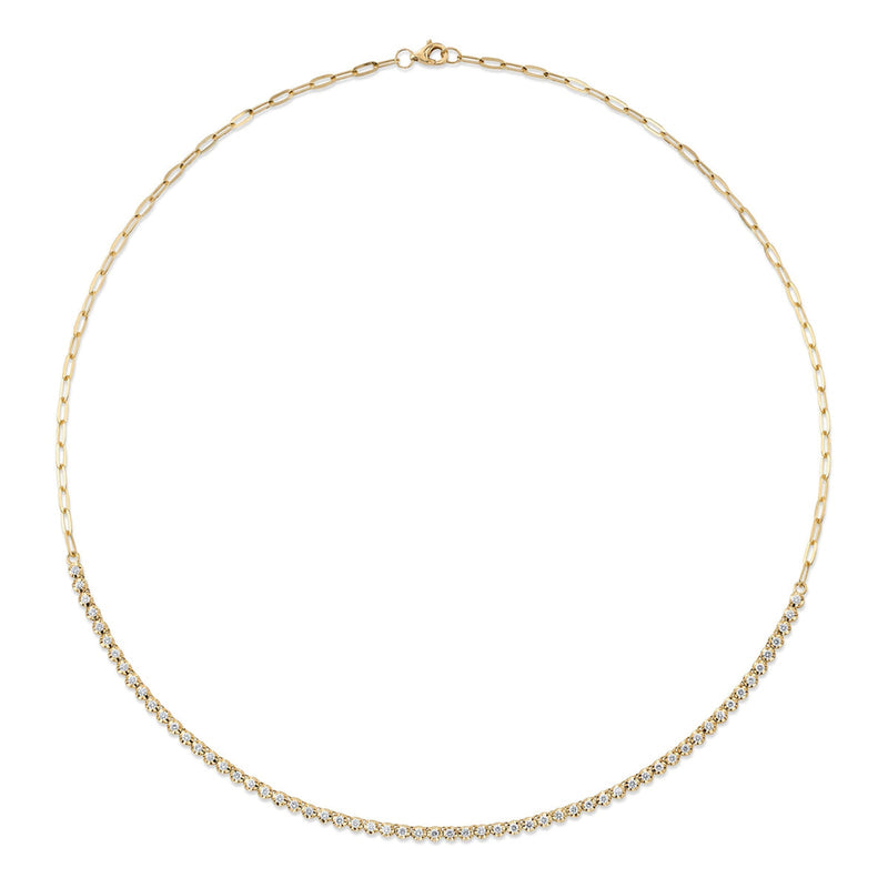 Shy Creation Diamond Paper Clip Necklace 1.13 CT-Shy Creation Diamond Paper Clip Necklace - SC55023563