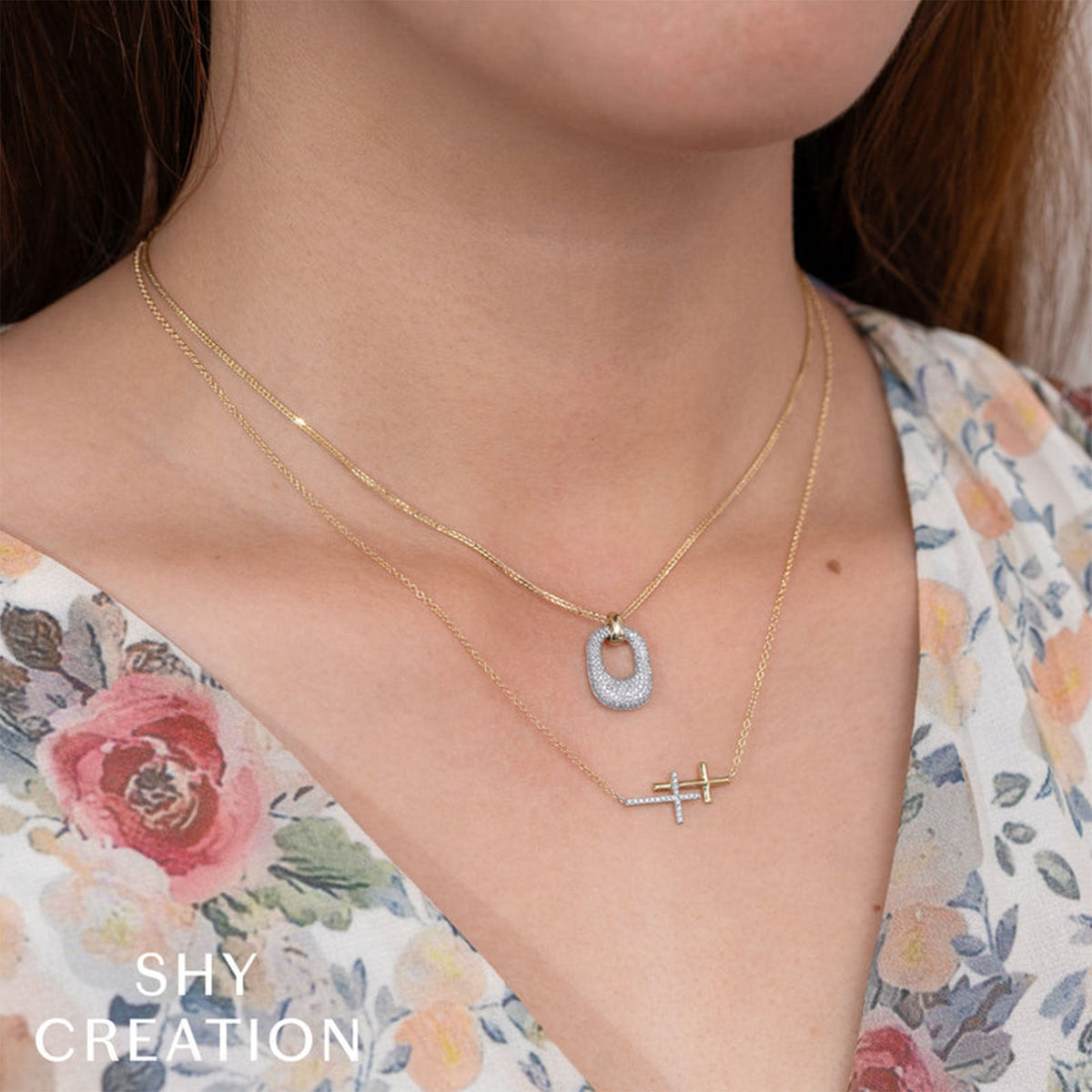 Shy Creation Diamond Pave Chopin Chain Necklace 0.37 CT