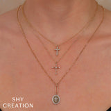 Shy Creation Diamond Pave Cross Necklace 0.14 CT-Shy Creation Diamond Pave Cross Necklace 0.14 CT - SC55027931