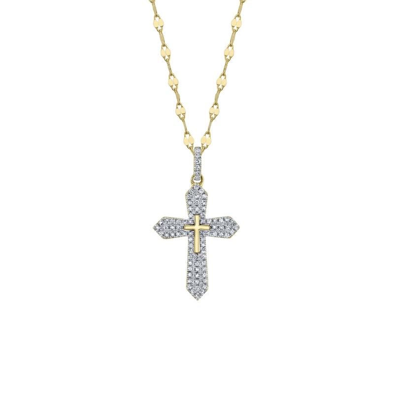 Shy Creation Diamond Pave Cross Sparkle Chain Necklace 0.17 CT-Shy Creation Diamond Pave Cross Sparkle Chain Necklace 0.17 CT - SC55026012RD