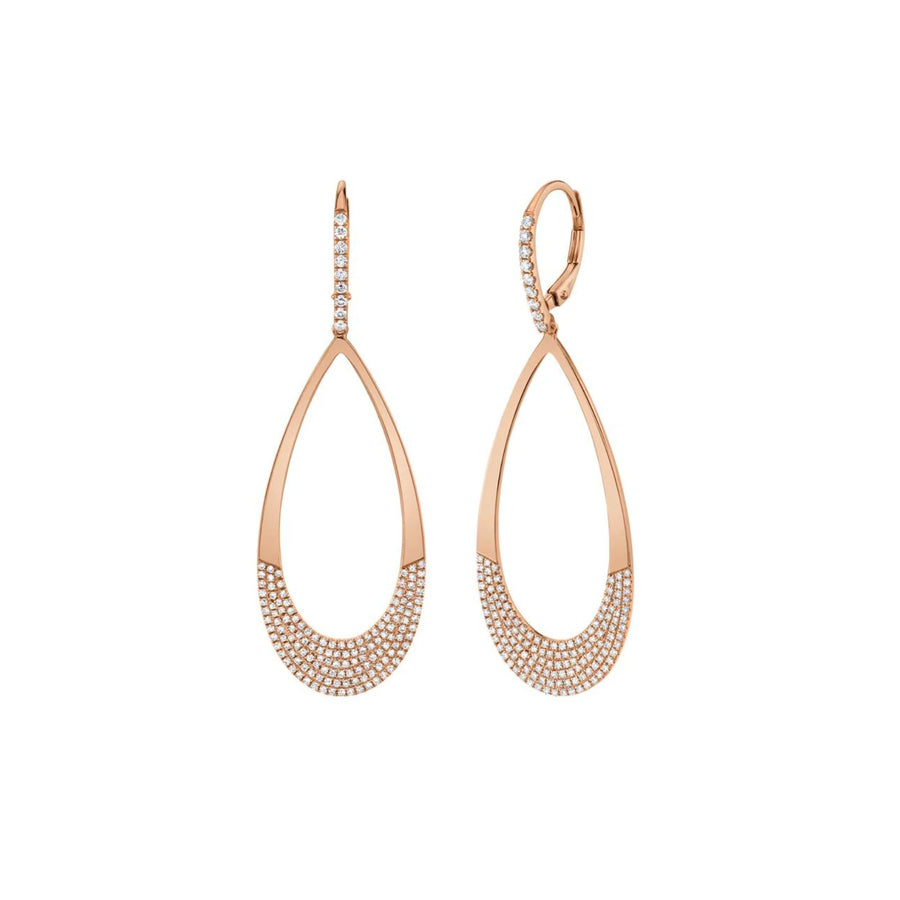 Shy Creation Diamond Pave Earrings in 14 karat rose gold with diamonds totaling 0.88 carats.
