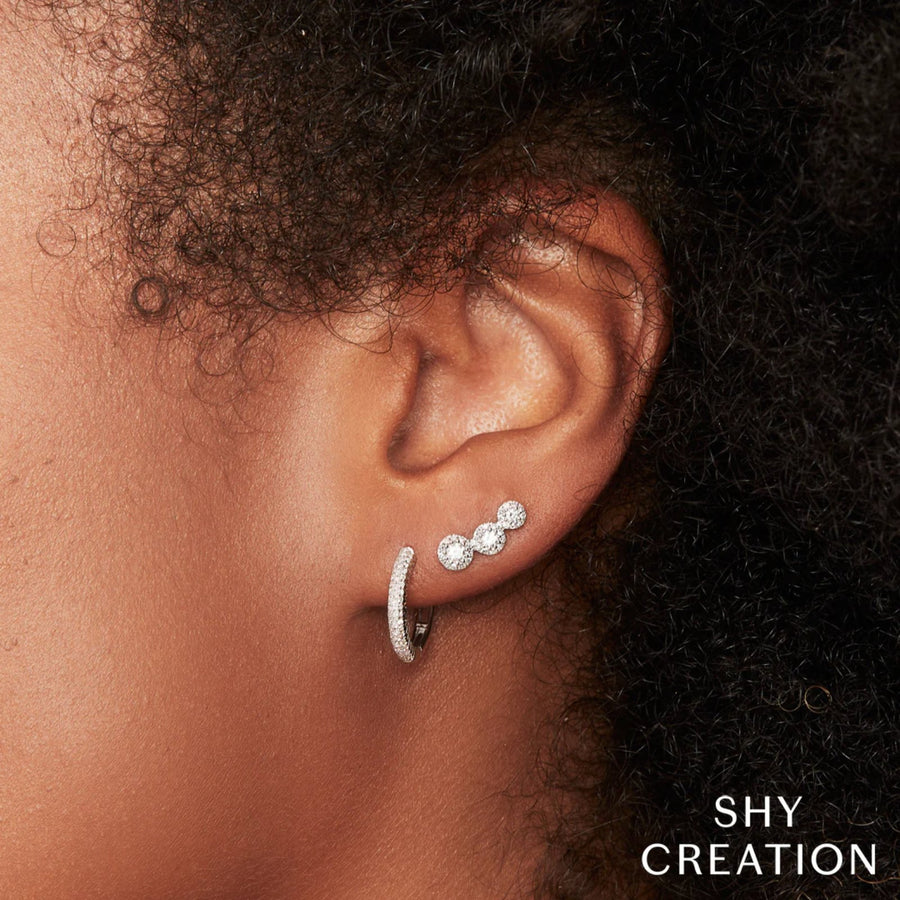 Shy Creation Diamond Pave Hoop Earrings 0.21 CT - SC55004581