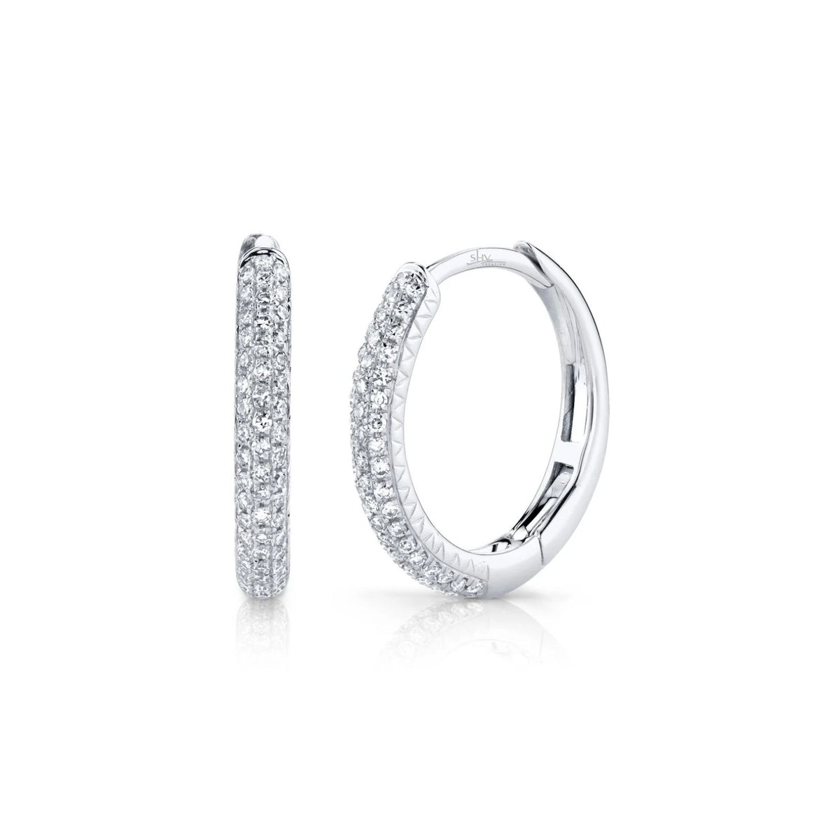 Shy Creation Diamond Pave Hoop Earrings 0.21 CT - SC55004581