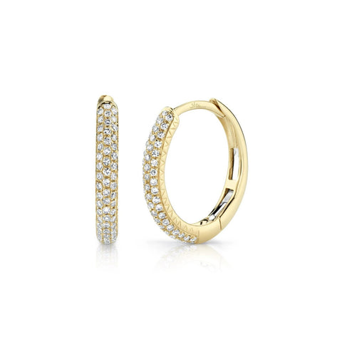 Shy Creation Diamond Pave Hoop Earrings 0.21 CT-Shy Creation Diamond Pave Hoop Earrings 0.21 CT - SC55004582