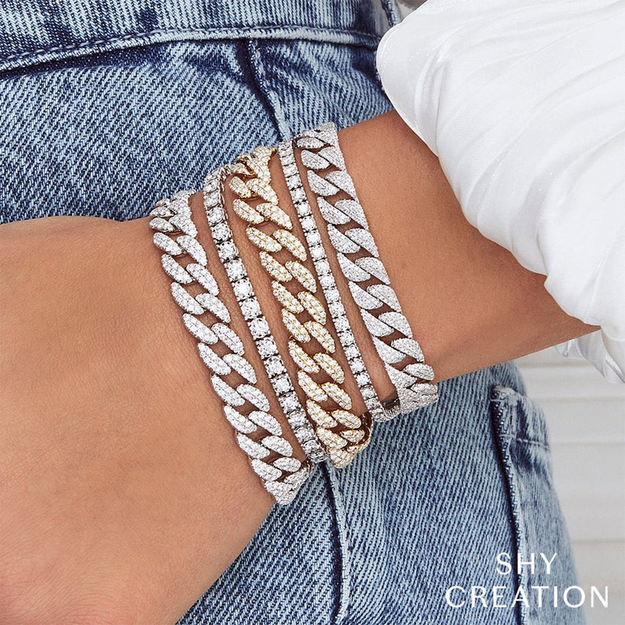 Shy Creation Diamond Pave Link Bracelet 4.36 CT - SC55010096