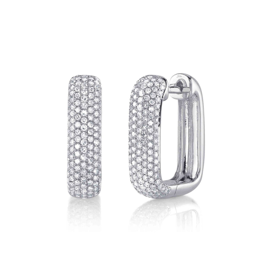 Shy Creation Diamond Pave Rectangle Hoop Earrings 0.59 CT - SC22009499H0.65