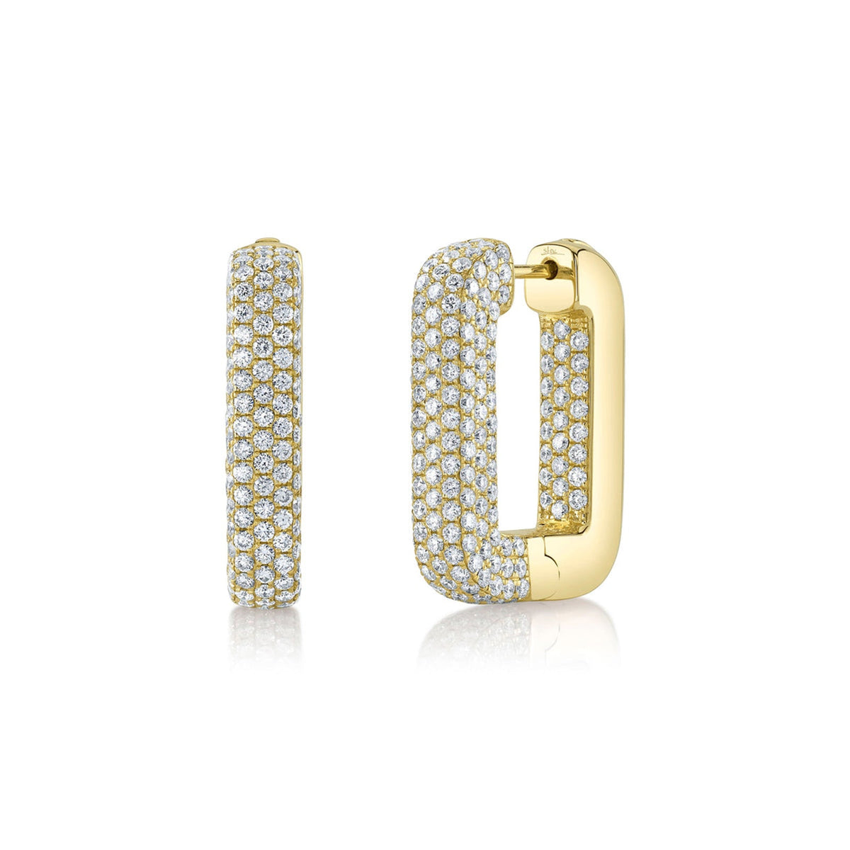 Shy Creation Diamond Pave Rectangle Hoop Earrings 4.13 CT - SC55025300H1.00