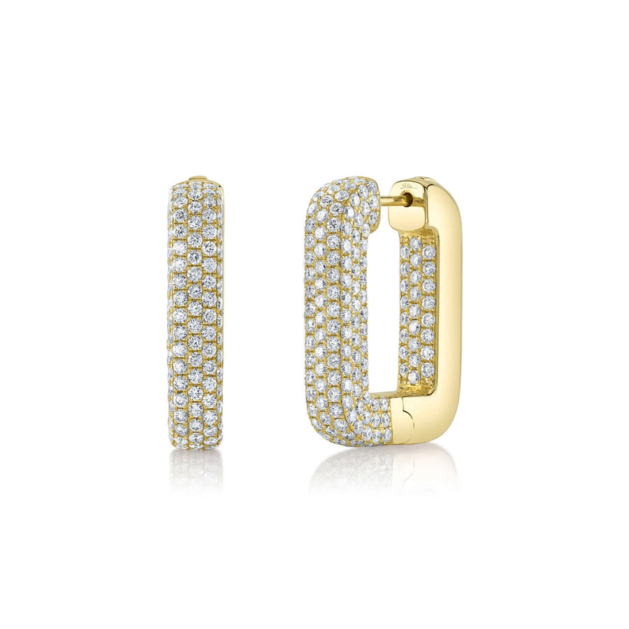 Shy Creation Diamond Pave Rectangle Hoop Earrings 4.13 CT - SC55025300H1.00