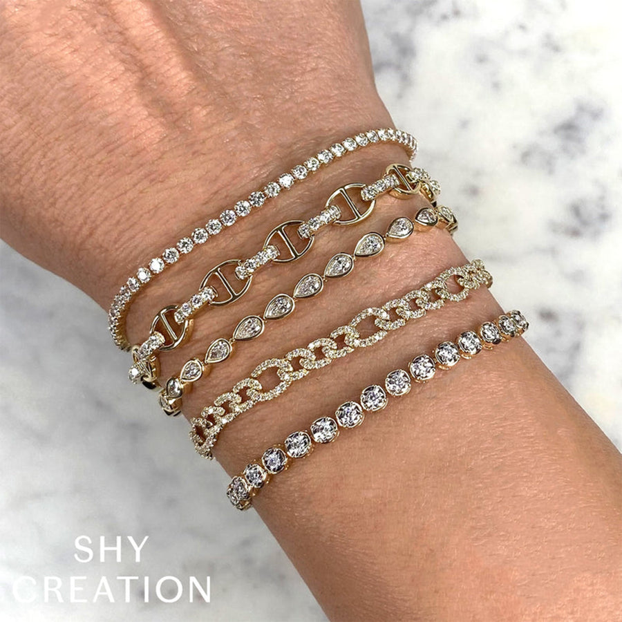 Shy Creation Diamond Pear Bezel Tennis Bracelet 2.71 CT - SC55024445