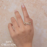 Shy Creation Diamond Pear Bridge Ring 1.07 CT-Shy Creation Diamond Pear Bridge Ring 1.07 CT