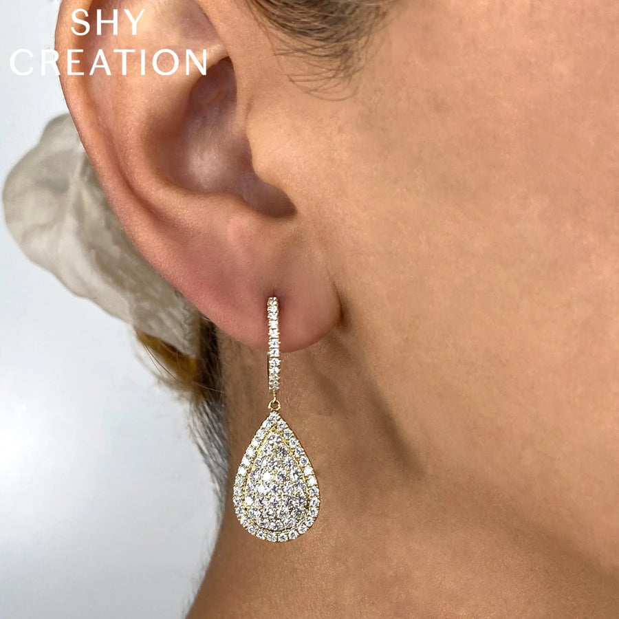 Shy Creation Diamond Pear Earrings 2.18 CT - SC55024145