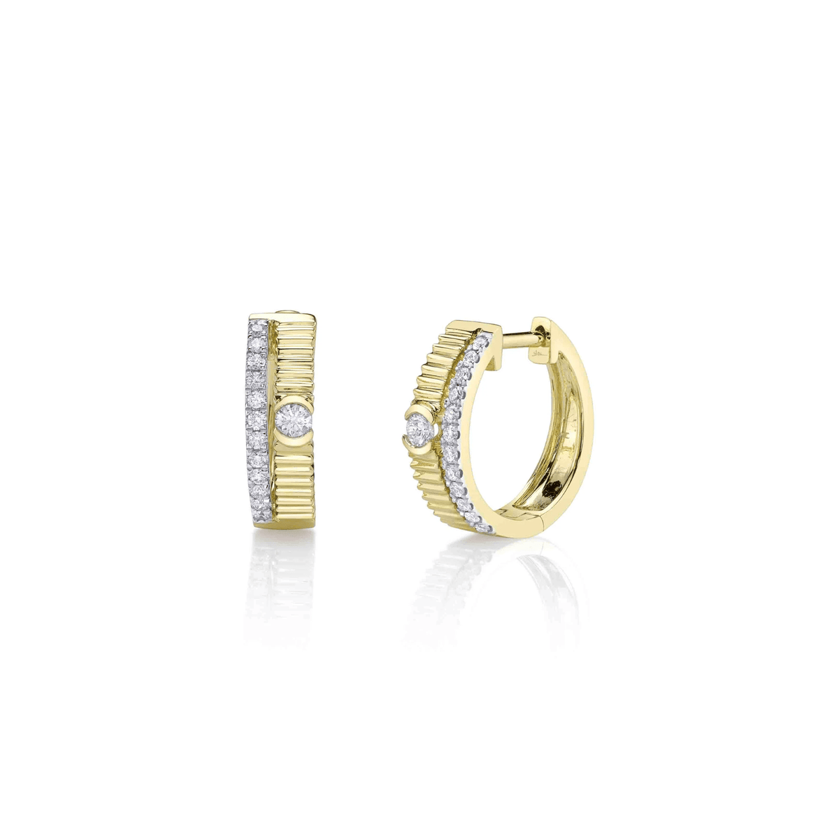 Shy Creation Diamond Ribbed Huggie Earrings 0.25 CT - SC22009944RD