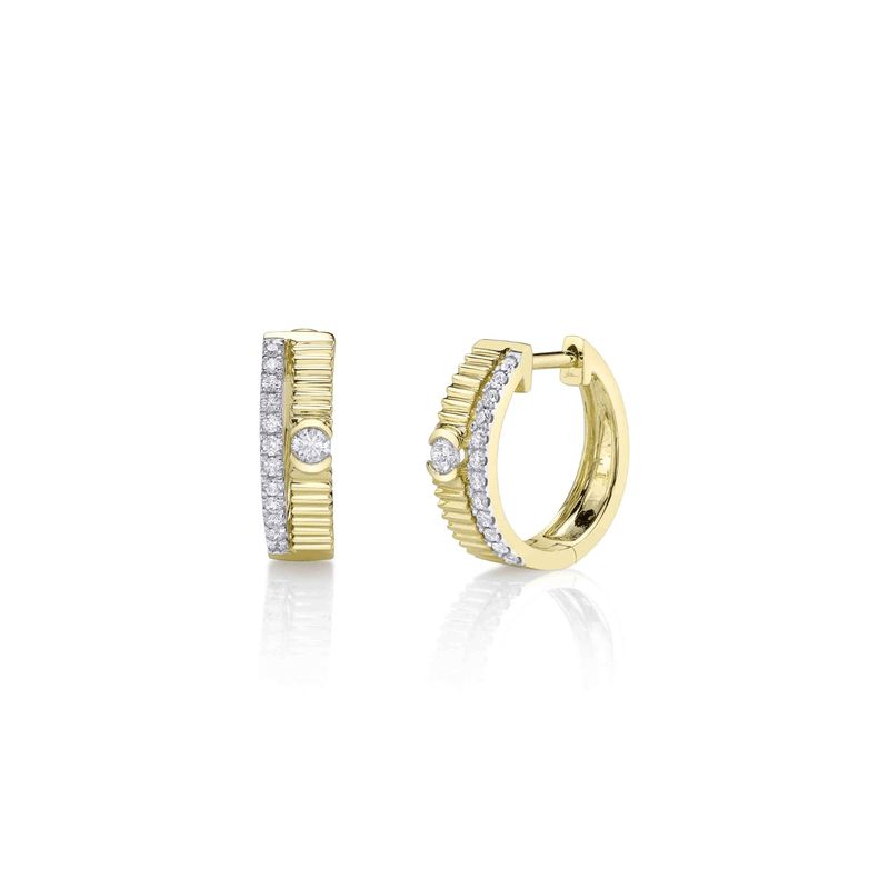Shy Creation Diamond Ribbed Huggie Earrings 0.25 CT-Shy Creation Diamond Ribbed Huggie Earrings 0.25 CT - SC22009944RD
