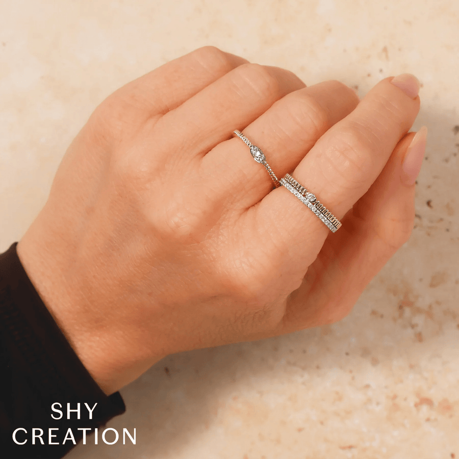 Shy Creation Diamond Ribbed Ring 0.23 CT - SC22009998RD