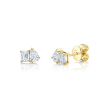 Shy Creation Diamond Emerald Pear Stud Earrings 0.84 CT-Shy Creation Diamond Stud Earrings - SC22010351
