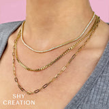 Shy Creation Diamond Tennis Paperclip Link Necklace 3.29 CT-Shy Creation Diamond Tennis Paperclip Link Necklace 3.29 CT - SC55023197Z17
