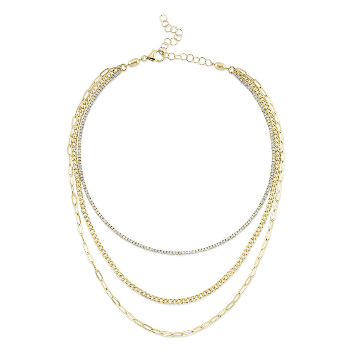 Shy Creation Diamond Tennis Paperclip Link Necklace 3.29 CT - SC55023197Z17