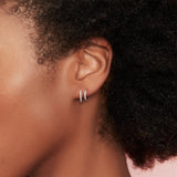 Shy Creation Double Huggie Diamond Earrings-Shy Creation Double Huggie Diamond Earrings - SC55005960V2