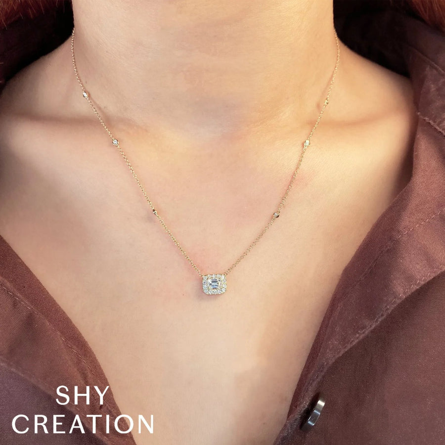 Shy Creation Emerald Diamond Necklace 0.61 CT - SC22009022