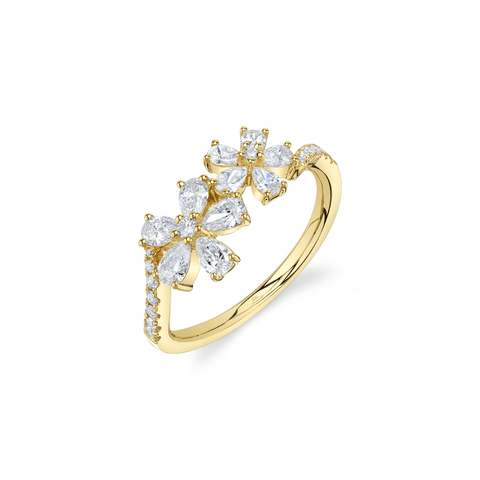 Shy Creation Diamond Pear Flower Ring 0.86 CT-Shy Creation Flower Diamond Ring - SC55029095