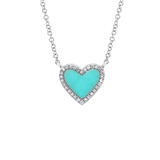 Shy Creation Kate Diamond and Composite Turquoise Heart Necklace 0.09CT-Shy Creation Kate Diamond and Composite Turquoise Heart Necklace 0.09CT - SC55012618