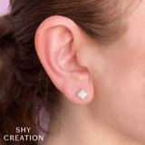 Shy Creation Kate Diamond and Mother of Pearl Clover Earrings 0.11CT-Shy Creation Kate Diamond and Mother of Pearl Clover Earrings 0.11CT - SC55025136V2