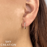 Shy Creation Katie Diamond Oval Hoop Earrings 0.08CT-Shy Creation Katie Diamond Oval Hoop Earrings 0.08CT - SC55014489H0.60