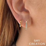 Shy Creation Mini Hoop Diamond Earrings 0.49 CT-Shy Creation Mini Hoop Diamond Earrings 0.49 CT - SC22007950