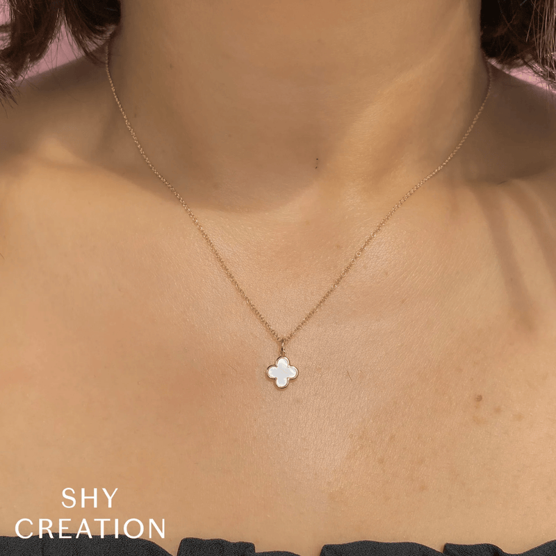 Shy Creation Mother-of-Pearl Clover Necklace 0.33 CT-Shy Creation Mother - of - Pearl Clover Necklace 0.33 CT - SC55025600V2