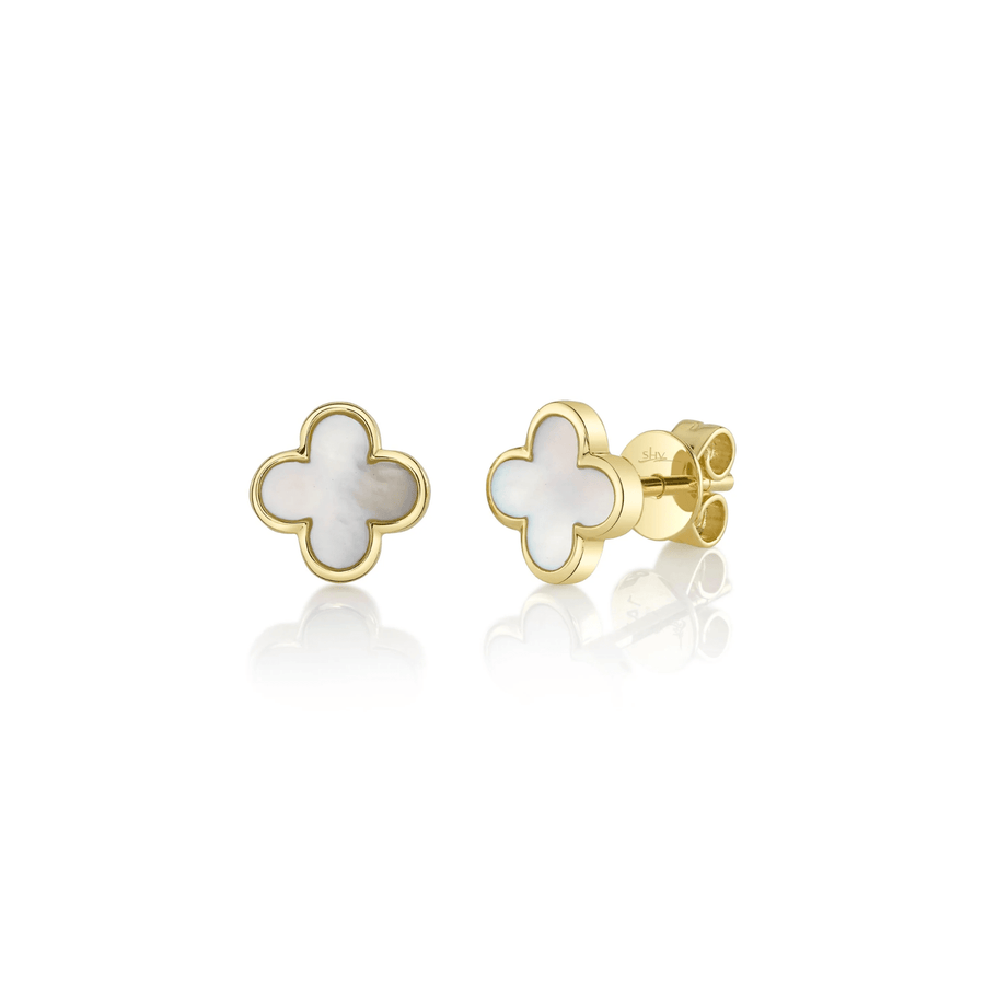 Shy Creation Mother of Pearl Clover Stud Earrings 0.59 CT - SC55025603V2