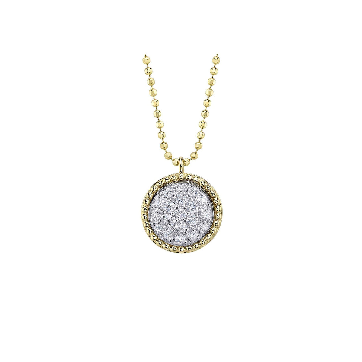Shy Creation Pave Circle Faceted Ball Chain Necklace 0.41 CT