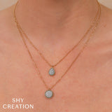 Shy Creation Pave Circle Faceted Ball Chain Necklace 0.41 CT-Shy Creation Pave Circle Faceted Ball Chain Necklace 0.41 CT