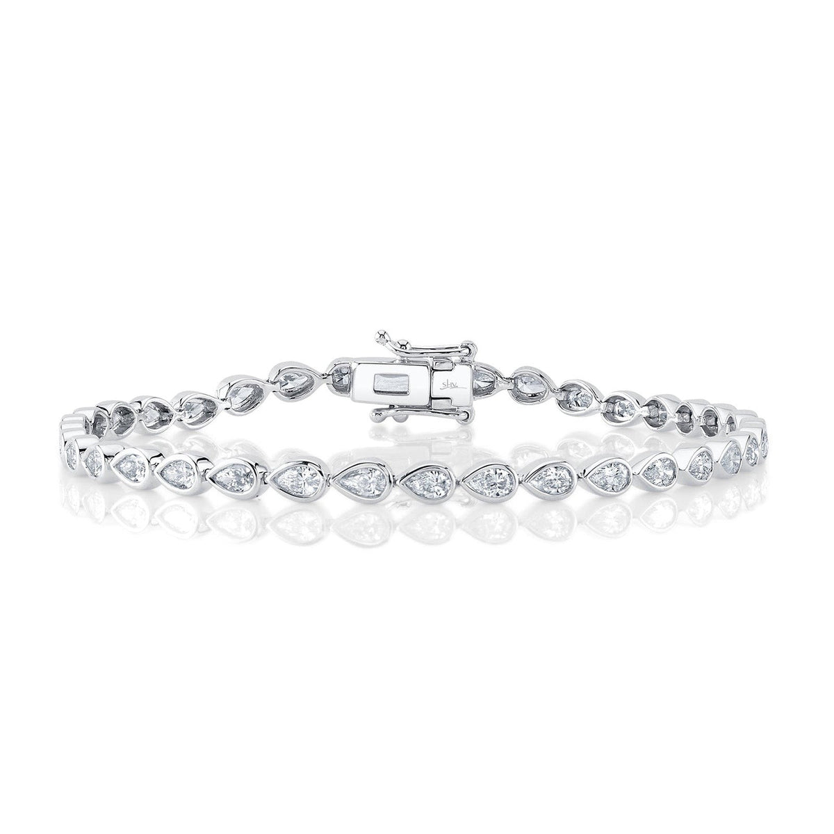 Shy Creation Pear Cut Diamond Bezel Tennis Bracelet 2.71 CT