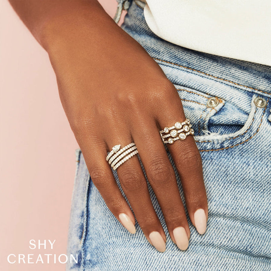Shy Creation Pear Diamond Coil Ring - SC22007573