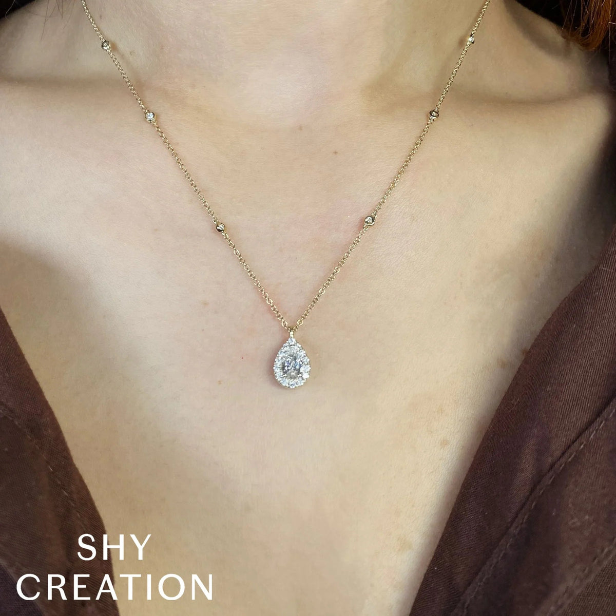 Shy Creation Pear - Shaped Diamond Necklace - SC22009024