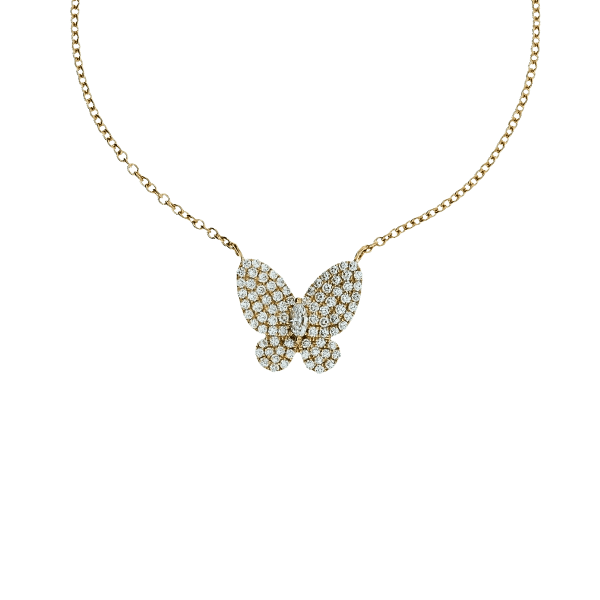 Small Butterfly Diamond Pavé Rose Gold Necklace - DNDMS07370