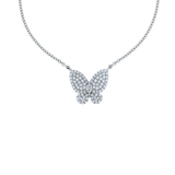 Small Butterfly Diamond Pavé White Gold Necklace-Small Butterfly Diamond Pavé White Gold Necklace - DNDMS07361