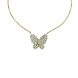 Small Butterfly Diamond Pavé Yellow Gold Necklace-Small Butterfly Diamond Pavé Yellow Gold Necklace - DNDMS07352