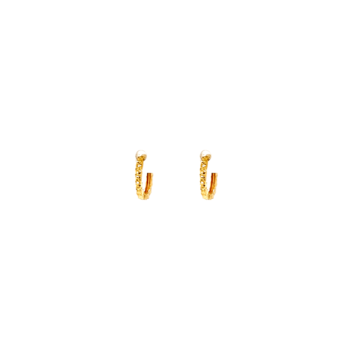 Small Gold Hoop Earrings with Diamond Cut - 8EKEY02758