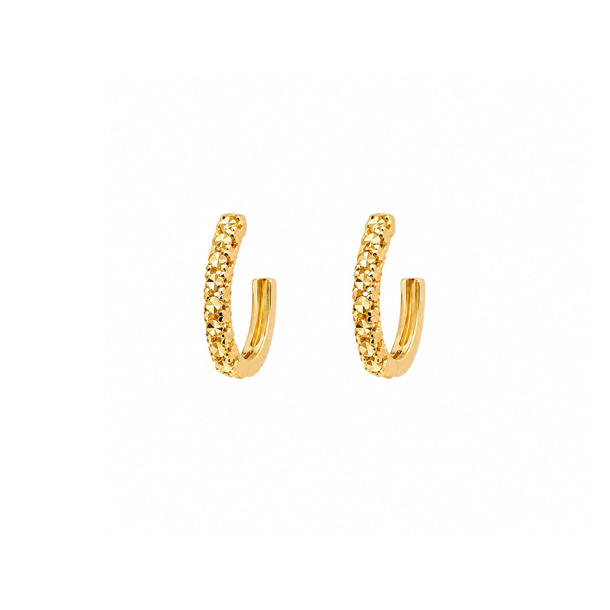 Small Yellow Gold Hoop Earrings with Diamond Cut