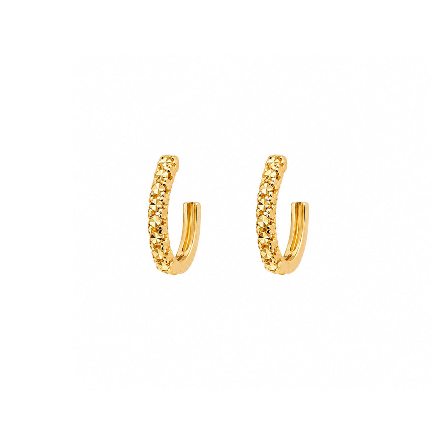 Small Yellow Gold Hoop Earrings with Diamond Cut